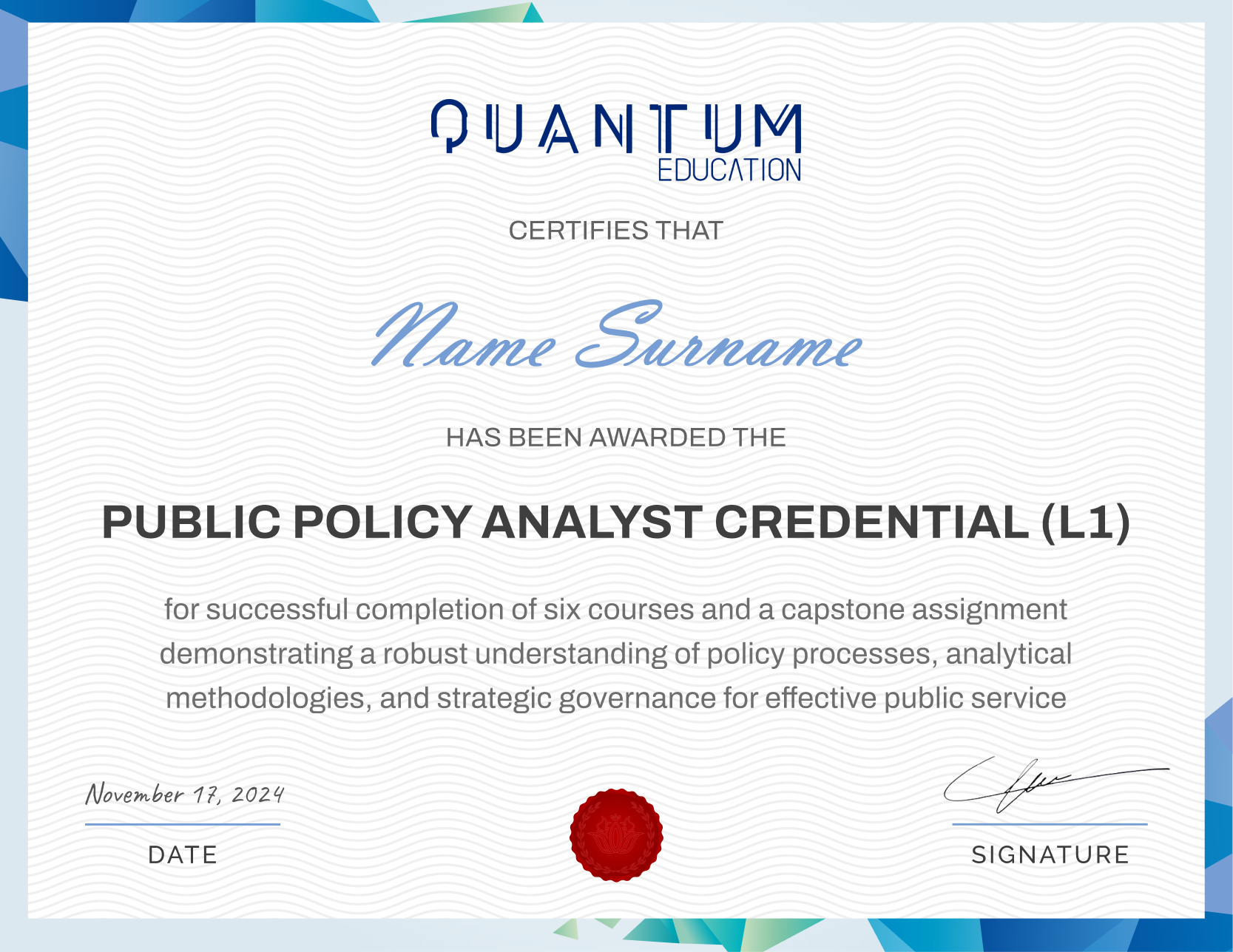 Quantum Certificate (PPA)